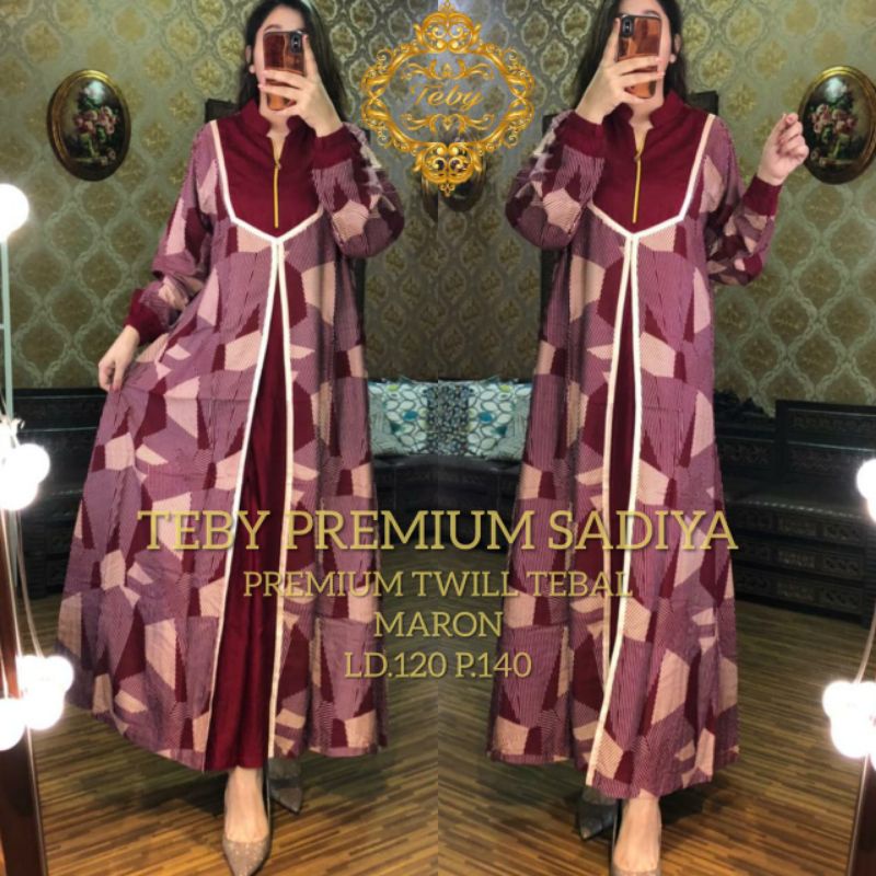 Daster arab TEBY PREMIUM SADIYA Maxi Dress Premium Gamis Syar'i Twill Big size