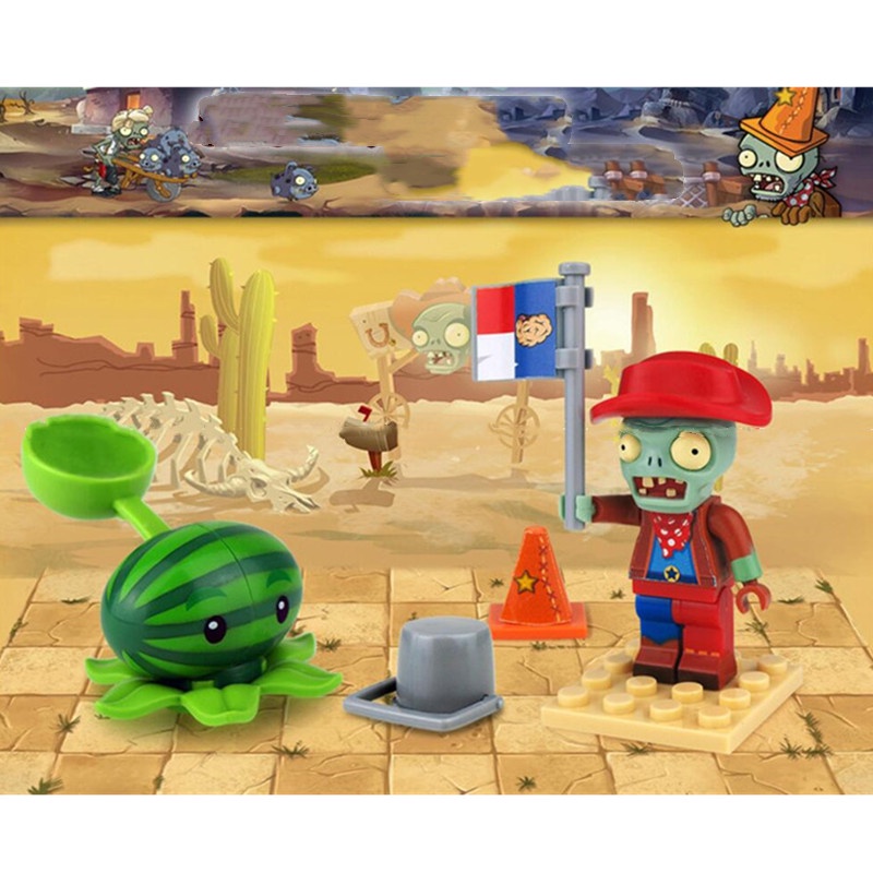 1pc Mainan Balok Bangunsusun Model Bentuk Plant vs Zombies Bahan ABS Untuk Edukasi Dini Bayi