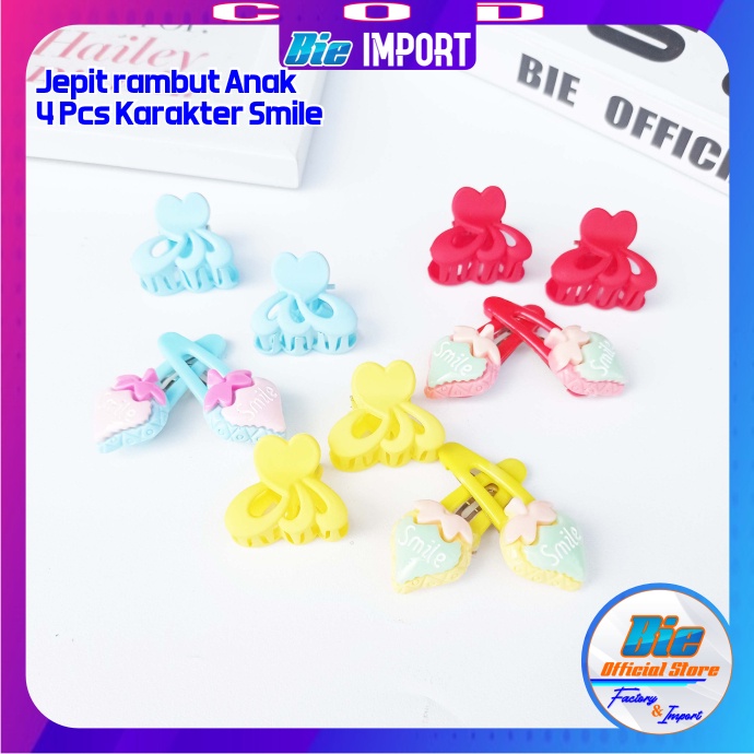 4 Pcs Jepit Tiptop Anak Karakter Premium Impor Best Seller