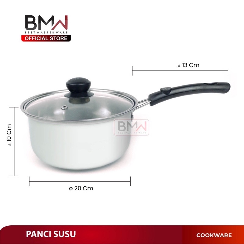 Panci Susu Milk Pot Stainless Tutup Kaca Tebal Ukuran 20