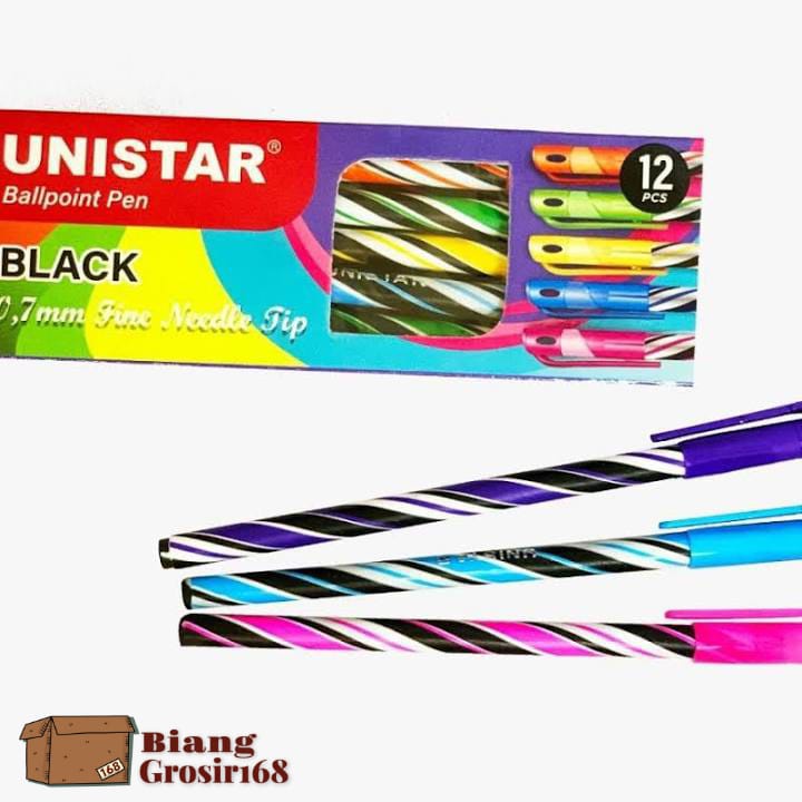 

Bolpoin lilin warna warni pulpen Unistar berkualitas isi 12 pcs