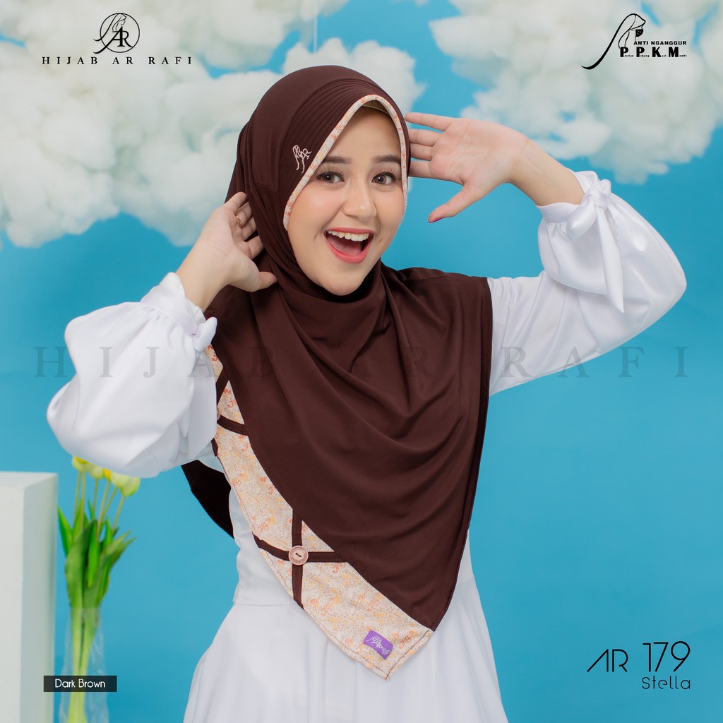 Terlaris Hijab Arrafi AR 179 Jilbab Bergo Instant Antem Eskudo Ar Rafi  List Motif Kerudung Stella-4