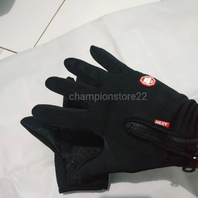 Sarung tangan motor sepeda full finger glove touchscreen windstopper zipper gloves