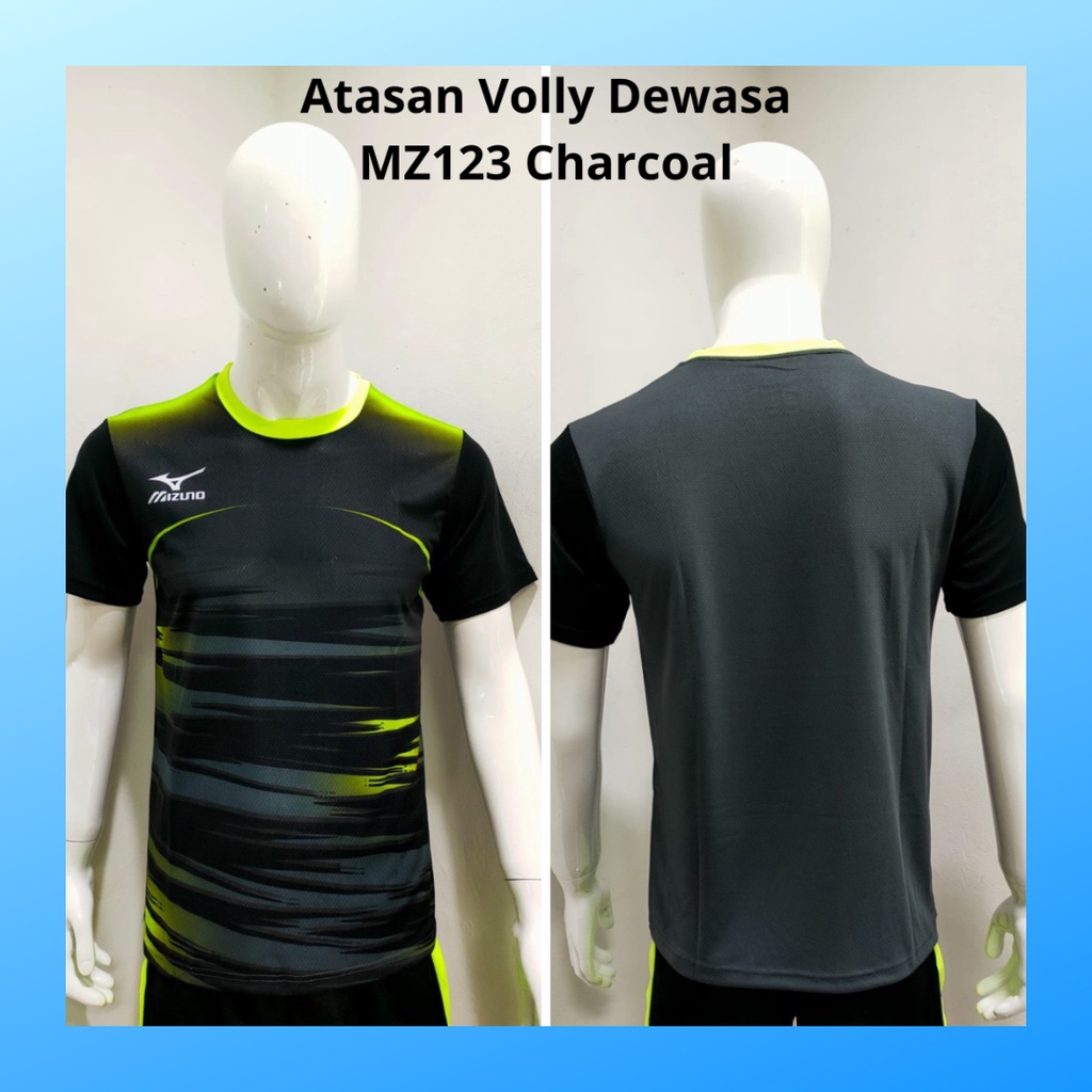 jersey volly pria kaos voli baju bola atasan wanita dewasa t-shirt outfit seragam jarsey kostum olahraga custom pakaian apparel sport jersy volley ball casual jersi suit MZ123 charcoal