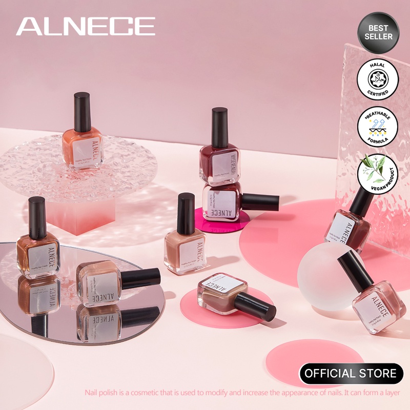 (COD) ALNECE KUTEK PEEL OFF Muslimah HALAL Merah Maroon KUTEKS  Gel Nail polish Nude series