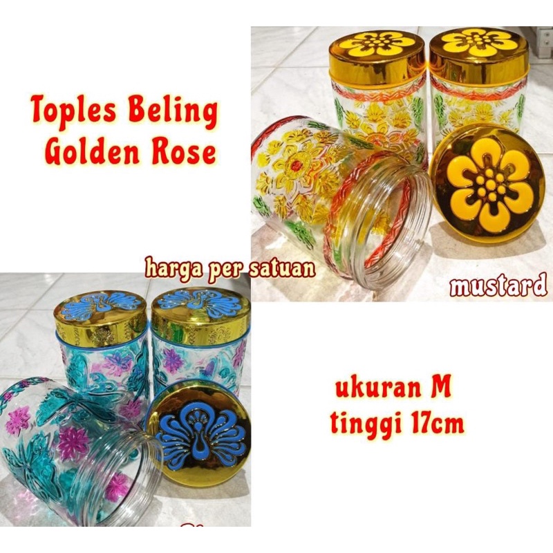 PROMO TERBARU TOPLES KACA GOLDEN ROSE MOTIF BATIK TUTUP GOLD TOPLES GOLDEN ROSE TOPLES KUE LEBARAN