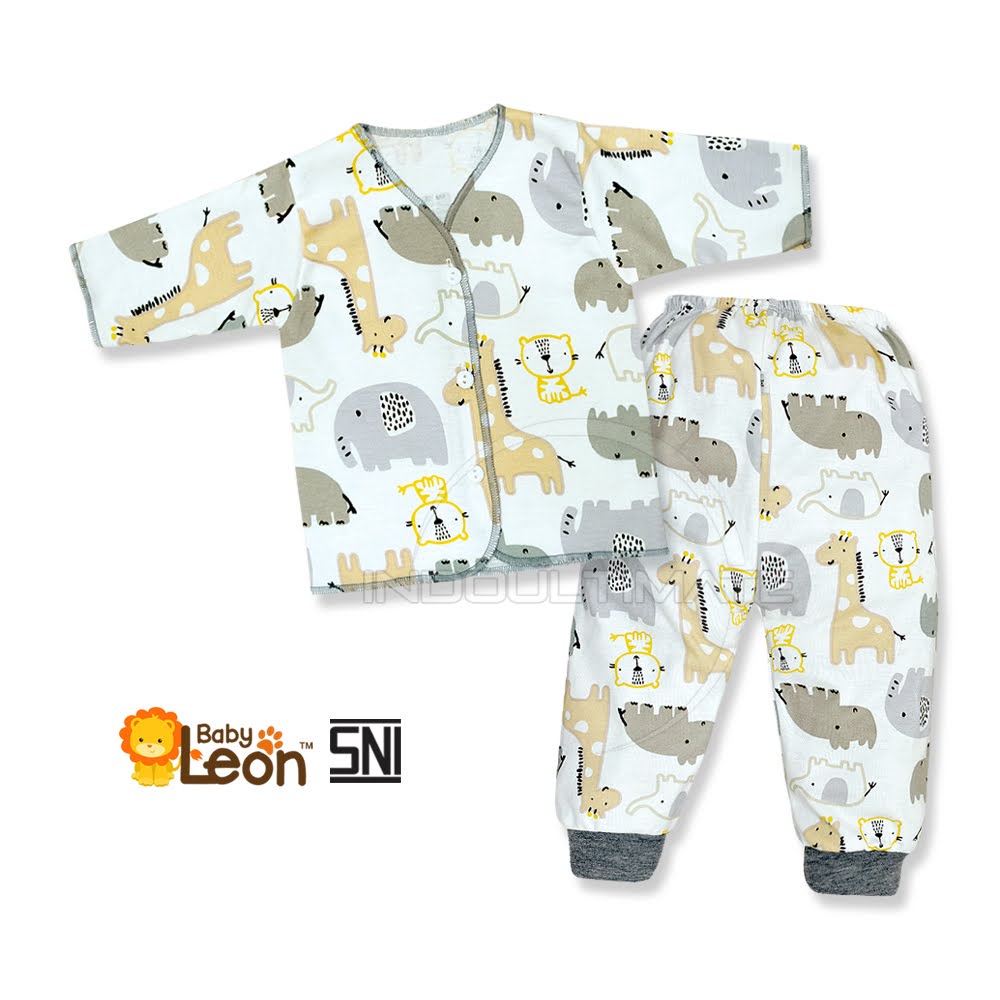 Setelan Baju Lengan Panjang + Celana Panjang Bayi (0-3 Bln) ZOO SERIES BABY LEON DS-114 Baju Bayi Baru Lahir Baju Tidur Bayi Baju Harian Bayi Atasan Kaos Bayi Pakaian Bayi Celana Panjang bayi Celana Bayi Baru Lahir Perlengkapan Bayi Baru lahir Newborn