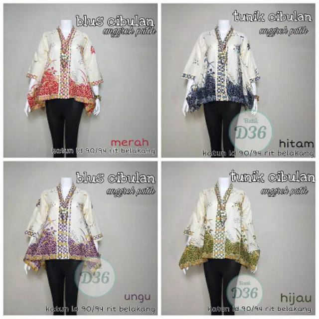 Blus Cibulan Batik Anggrek Putih Baju Kantoran Cewek Warna Modern Katun Casual Formal