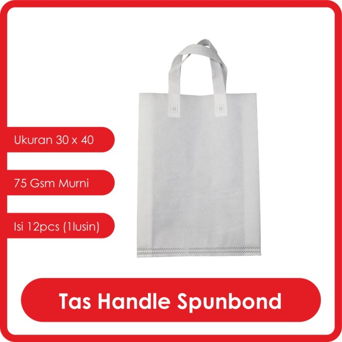 

NEW GOODIE BAG SPUNBOND HANDLE LUSINAN 30x40 / Tas Belanja Murah (Putih)