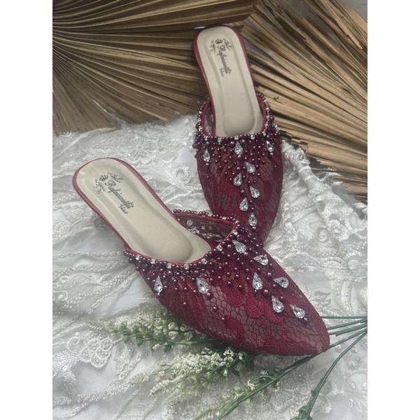 sepatu rafaizoutfit wanita sintya merah marron tinggi 5cm lancip