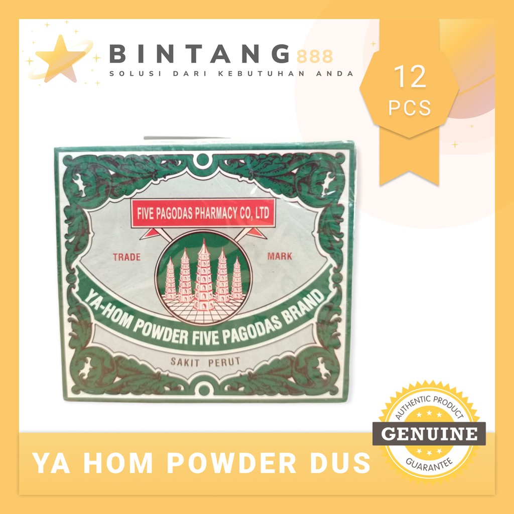 Jual Ya Hom Powder Five Pagodas Brand Obat Sakit Perut Cap Lima