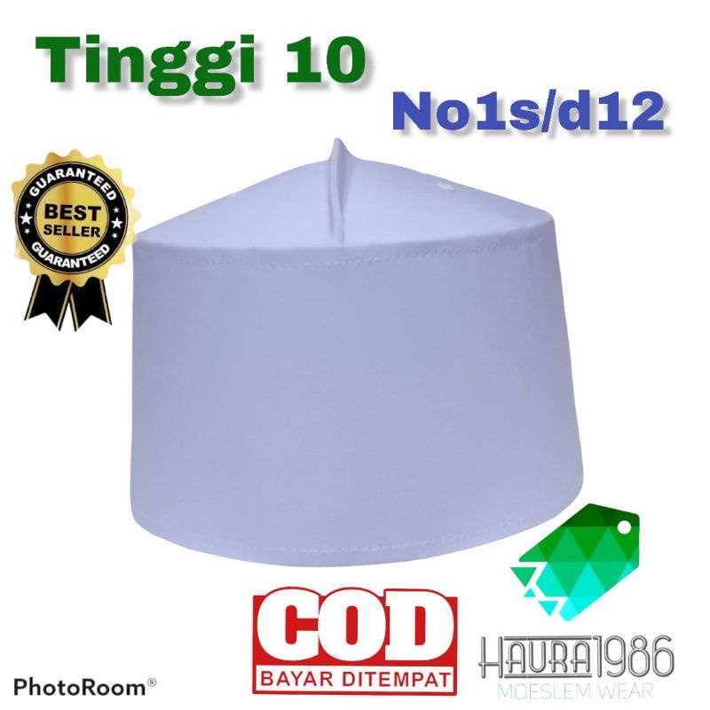 Peci putih polos / Peci assagofah tinggi 10cm