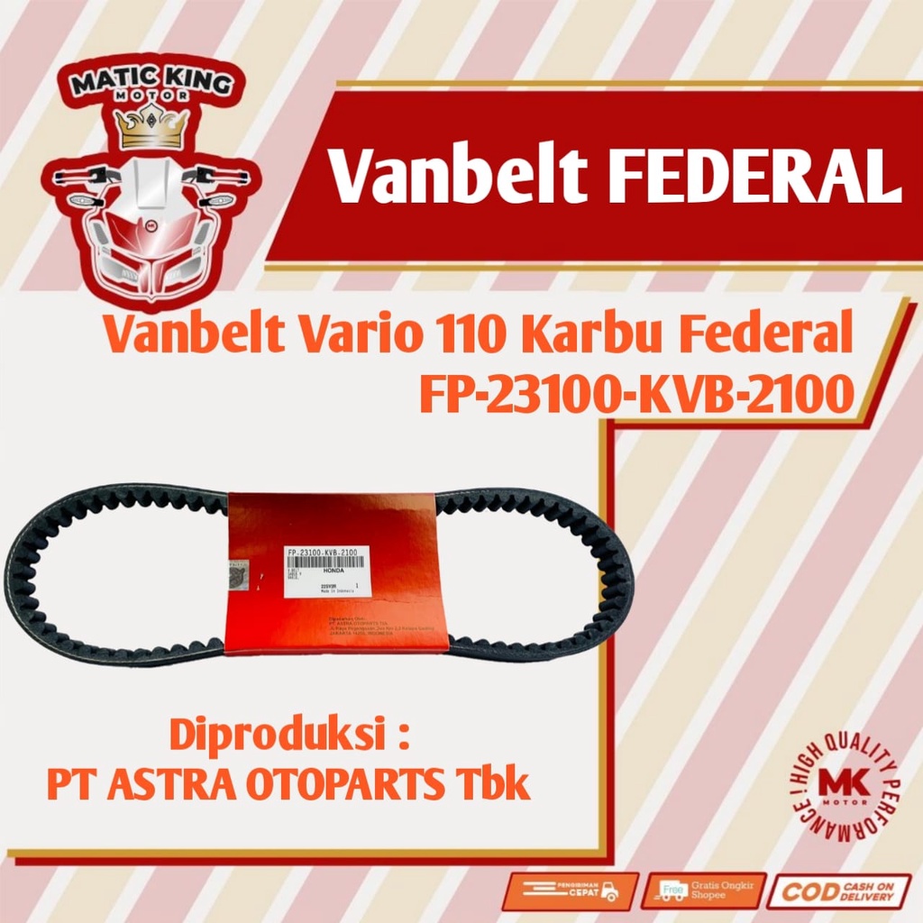 Vanbelt V belt Fanbelt Honda Vario 110 Karbu FEDERAL ASTRA OTOPARTS  FP-23100-KVB-2100