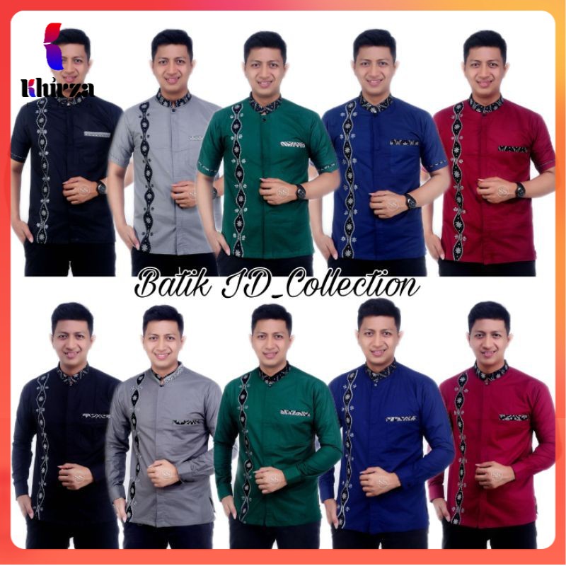 Koko AZZAHIR Koko bordir kombinasi Batik Fashion Muslim busana muslim, Kombinasi  M/L/XL Dewasa KOKO KURTA DAN KOKO HADROH  - by BATIK PITTO