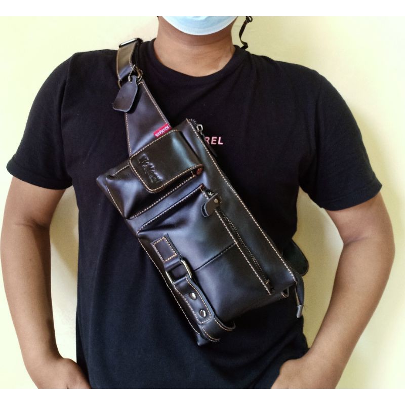 Tas Waist Bag Full Kulit Sapi Asli