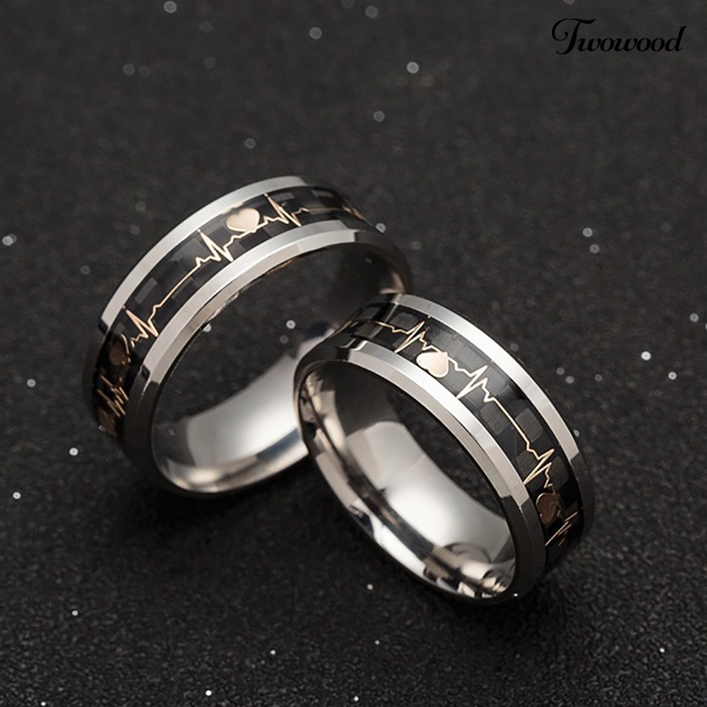 Cincin Luminous Motif Detak Jantung Untuk Pasangan