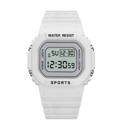 Jam Tangan Strap Rubber Untuk Wanita/Jam Tangan Wanita Fashion Korea Style Digital Sport-white