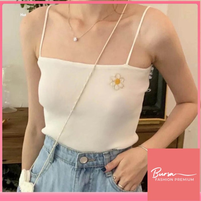 Tank Top Korea Wanita Tank Top Crop Tank Top Flower