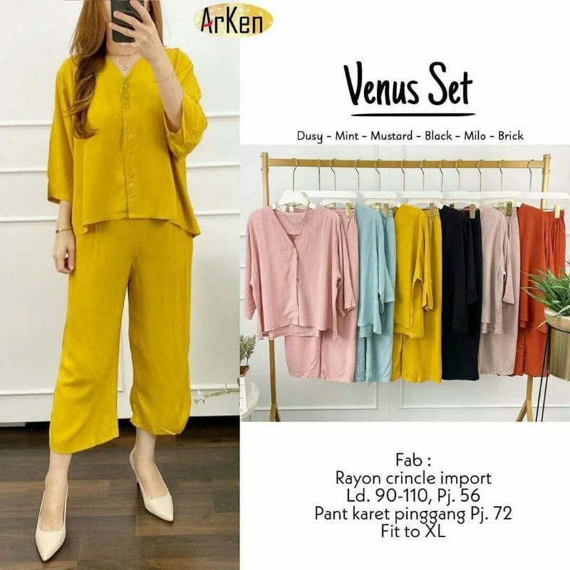 venus set cringkle premium setelan wanita polos busui