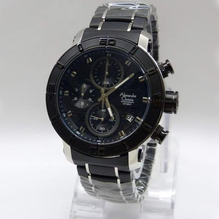 jam tangan Pria alexandre christie ac 6292 silver black