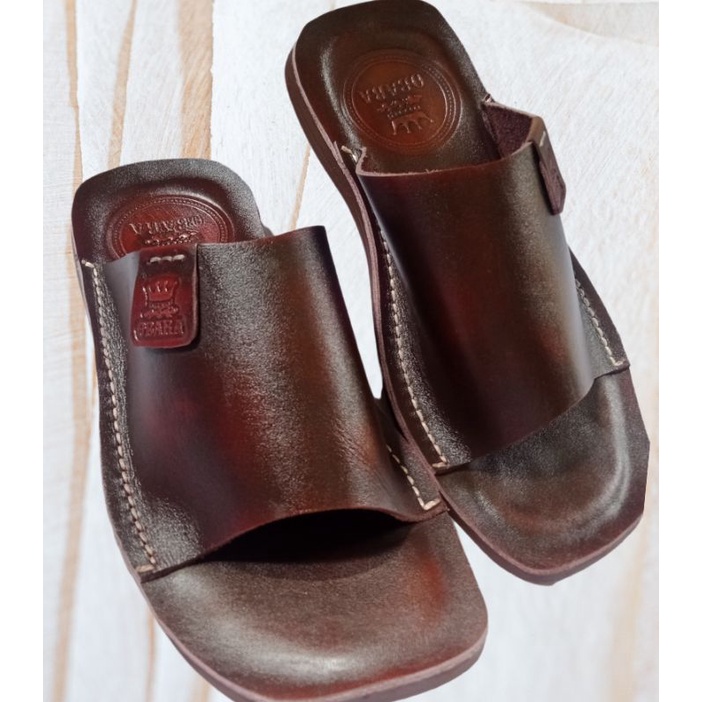 /Original/Sandal pria full kulit sapi asli hitam coklat Tan  casual keren kekinian 100% disto