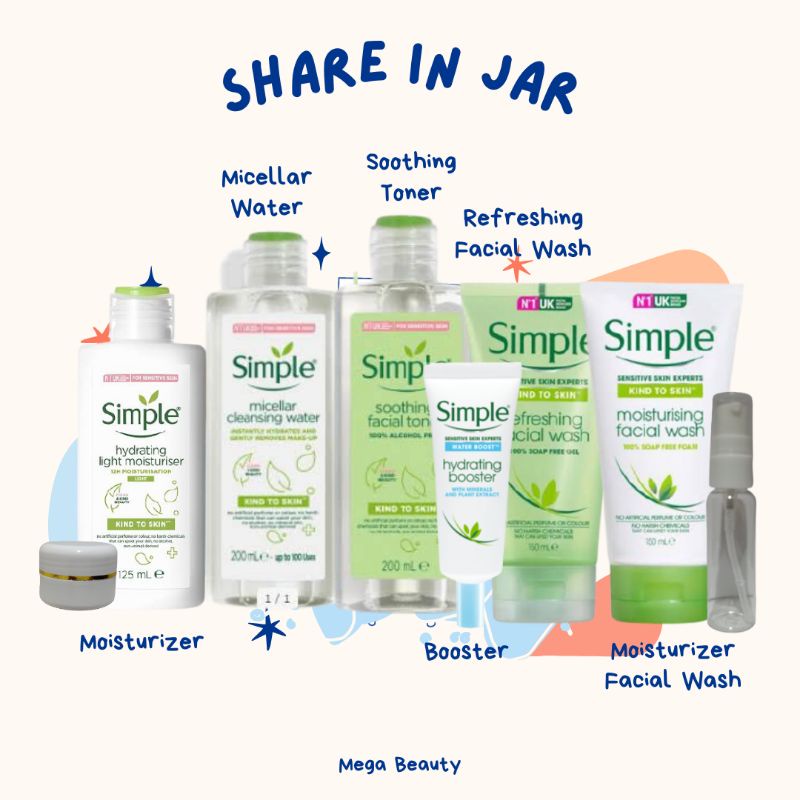 (Share in Jar) Simple Kind To Skin Refreshing Moisturising Facial Wash Hydrating Light Moisturiser S