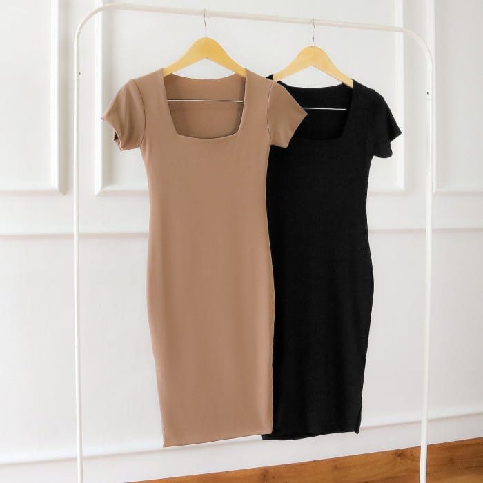 BEFAST - ZFS OOTD Dress Wanita MONIKA / DRESS JIMIN JERSEY / Dress Mini Wanita / Fashion Wanita Modis / Dress Polos Casual / Pakaian Wanita Remaja / Dress Pas Body / Dress Santai Wanita