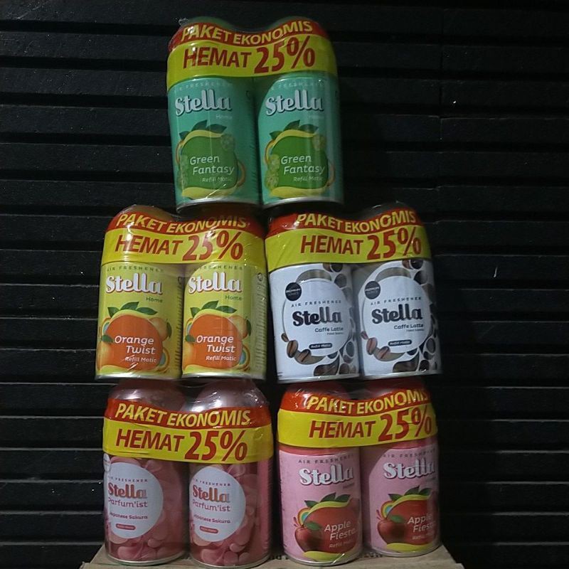 Stella Matic Refill 225 ml paket ekonomis (2x225ml) Pengharum Ruangan ( Green Fantasy )