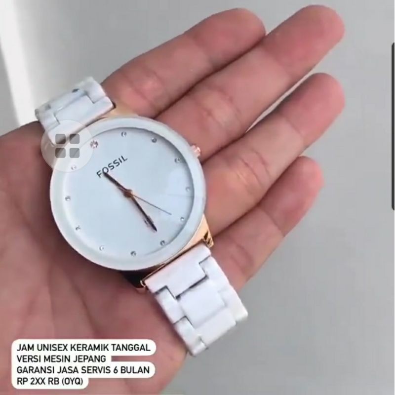 jam ladies keramik putih ring gold terbaru