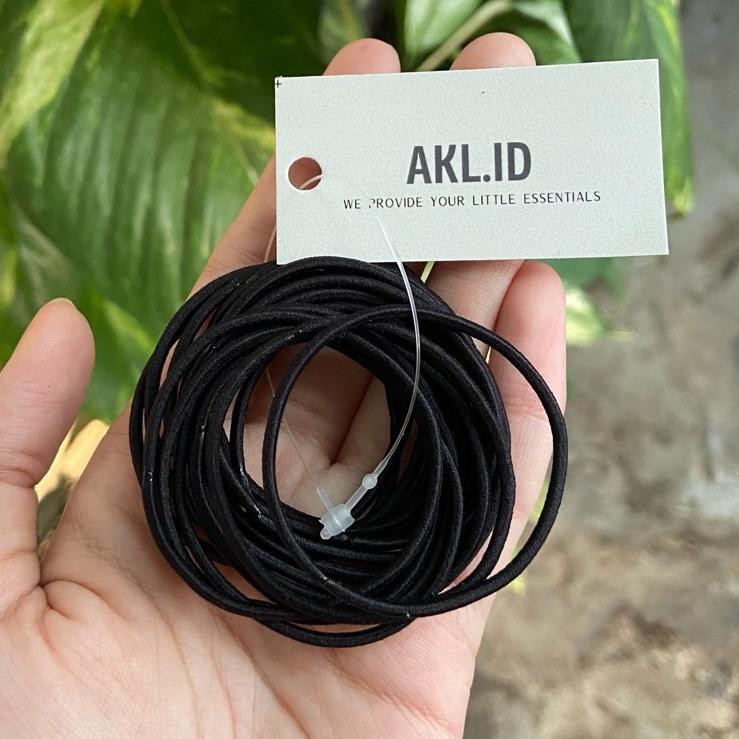 Harga Spesial 20pcs KARET GELANG KOREA HITAM POLOS IKAT RAMBUT (UKURAN KECIL) MIN ORDER 10RIBU