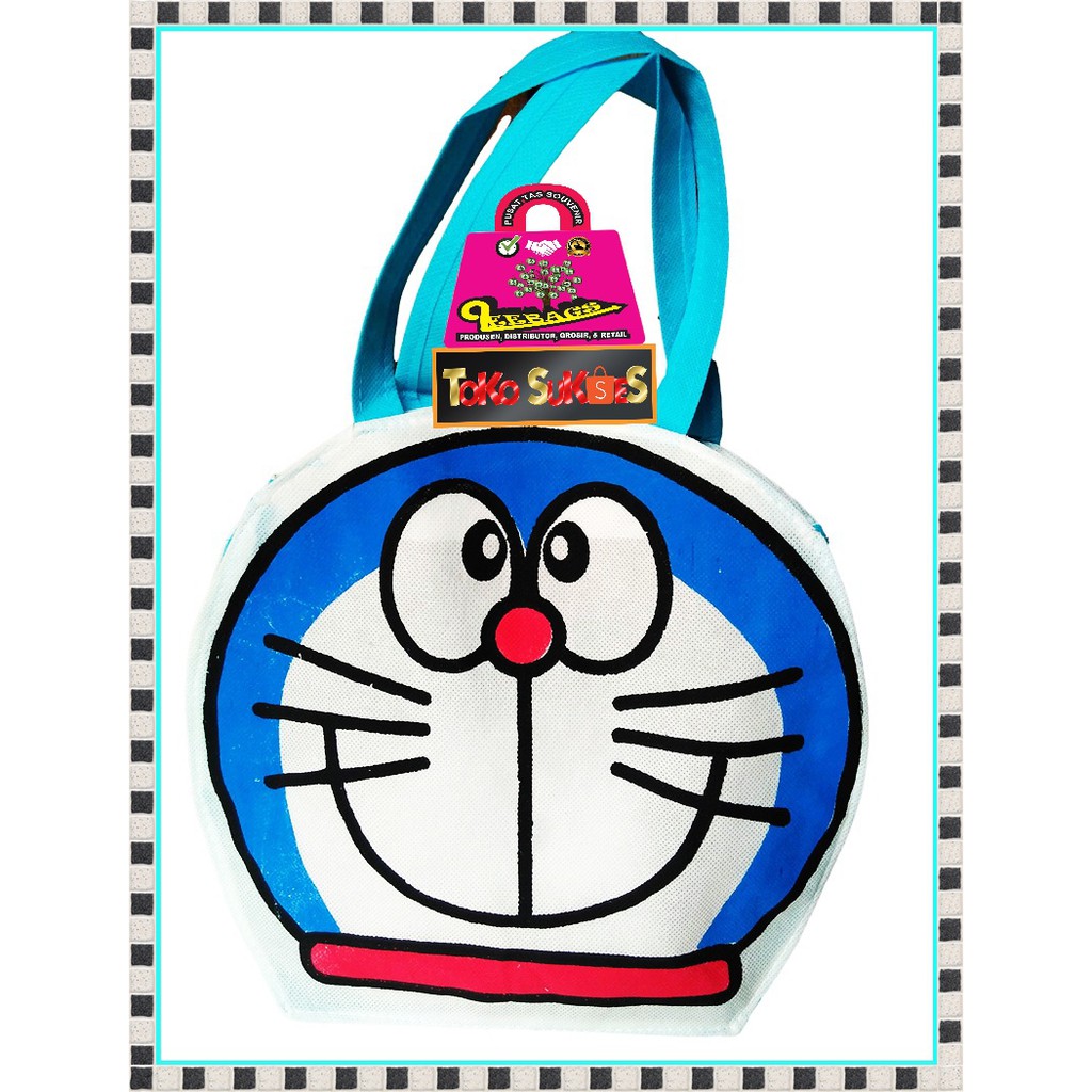 Souvenir Tas Ultah Karakter Kepala Kartun Doraemon Goodie Bag
