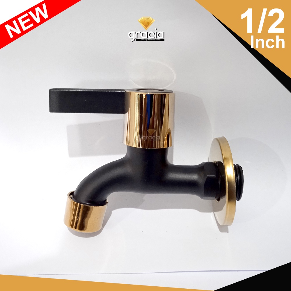 Kran Tembok Black Gold TERBARU | Kran Air Tembok dan Taman 1/2 Inch