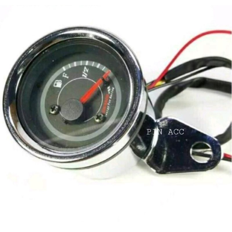 Speedometer Fuel Meter Bensin Jarum Led / Ampere Bensin Analog Led Anti Air warna cp crom/hitam