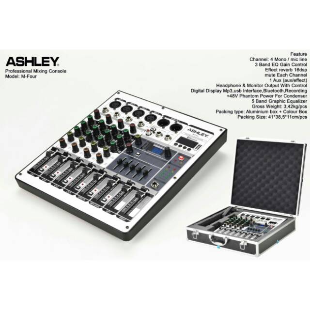 Mixer Ashley 4 channel M-Four USB - Bluetooth Original Free Koper/Hardcase mixer