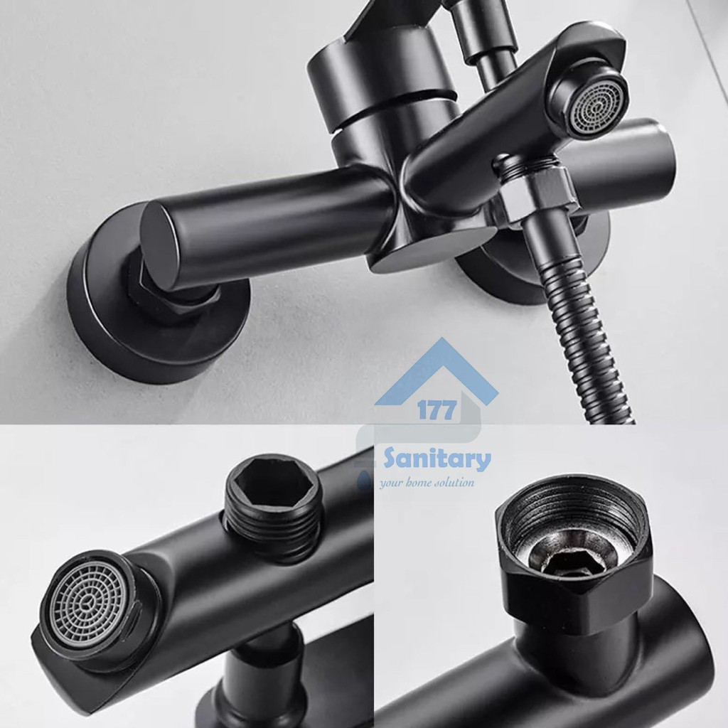 Paket Kran Bathtub Panas Dingin stainless 304 HITAM CF85-Keran air bathtub shower hot cold black matte mixer /A62