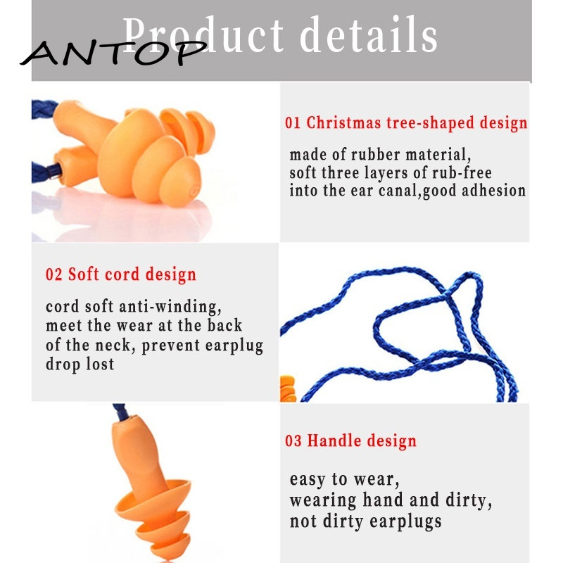 Anti-noise Wired Sleep Earplugs Christmas Tree Silicone Soundproof Ear Protector ANTOP