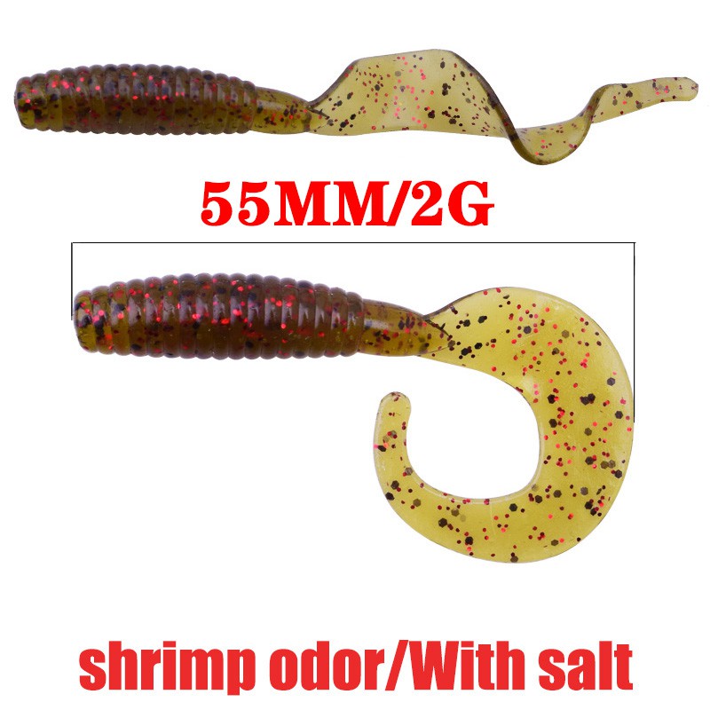 Sy 10 Pcs Umpan Pancing Soft Bait Bentuk Cacing Ukuran 5.5cm / 1.3g