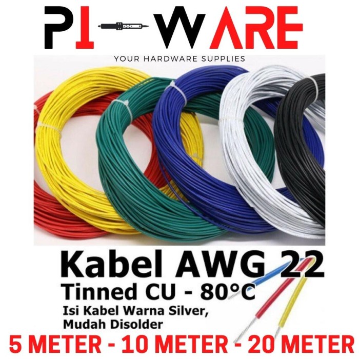 Kabel AWG 22 Tinned CU AWG22 Up To 80 Celcius Serabut Tembaga Putih