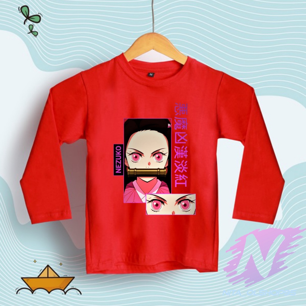 kaos nezuko demon slayer kaos anak lengan panjang nezuko chibi anime