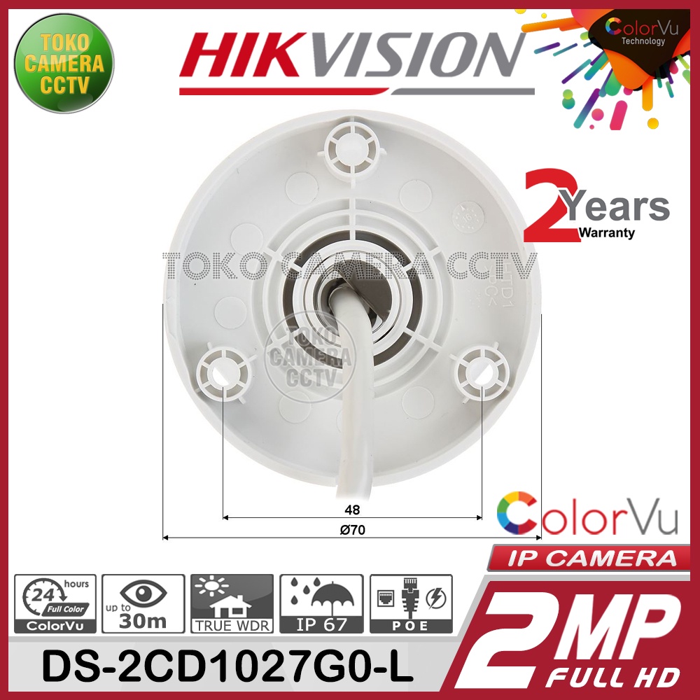 IP CAMERA 2MP HIKVISION DS-2CD1027G0-L IP KAMERA COLORVU CCTV POE