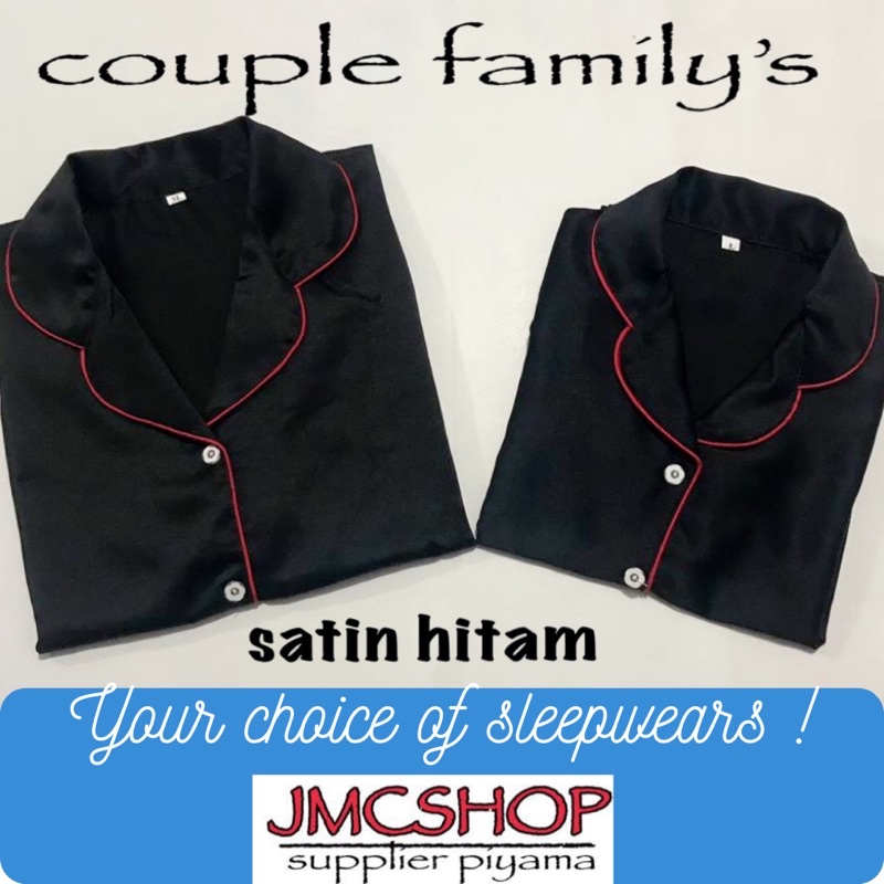 bajutidur SATIN HITAM silk exclusive bisa pasangan ibu ayah anak family