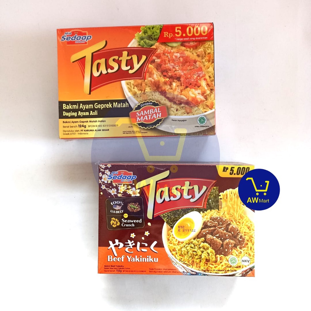 Jual Sedaap Tasty Bakmi 115gr Bakmi Ayam Geprek Matah And Beef Yakiniku