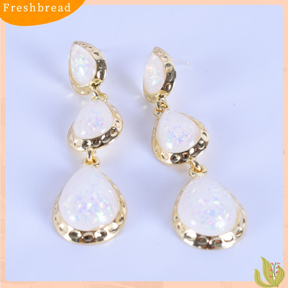 Terlaris Fashion Women Waterdrop Faux Gem Ear Stud Dangle Long Earrings Jewelry Gift