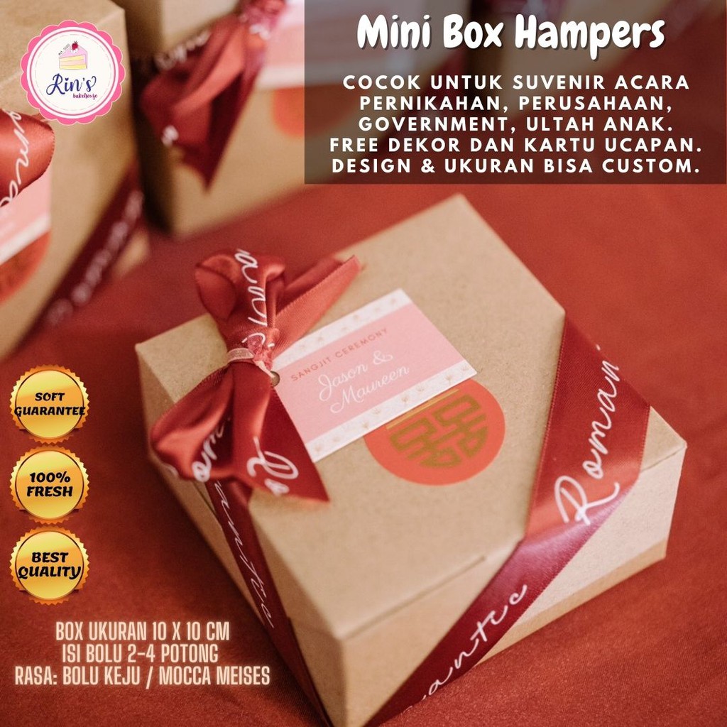 

Mini Hampers / Mini Giftbox Cake Bolu. CUSTOM Kue Souvenir Acara, Hampers Kue Sebulanan