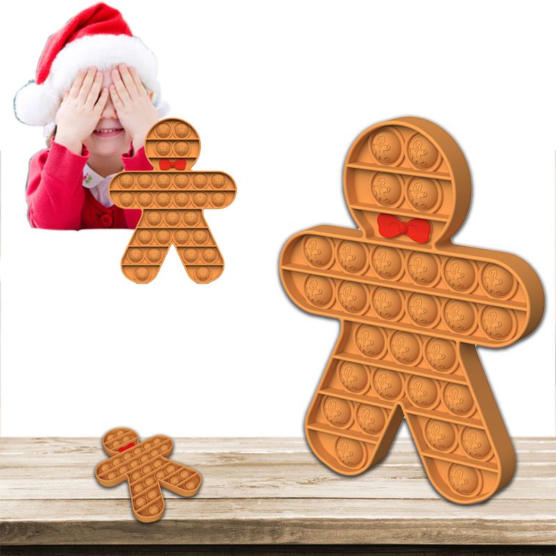 【Ready Stock！！！】Christmas Gingerbread Man Big Size Pop It Xmas Simple Dimple Stress Reliever Toy Christmas Gift