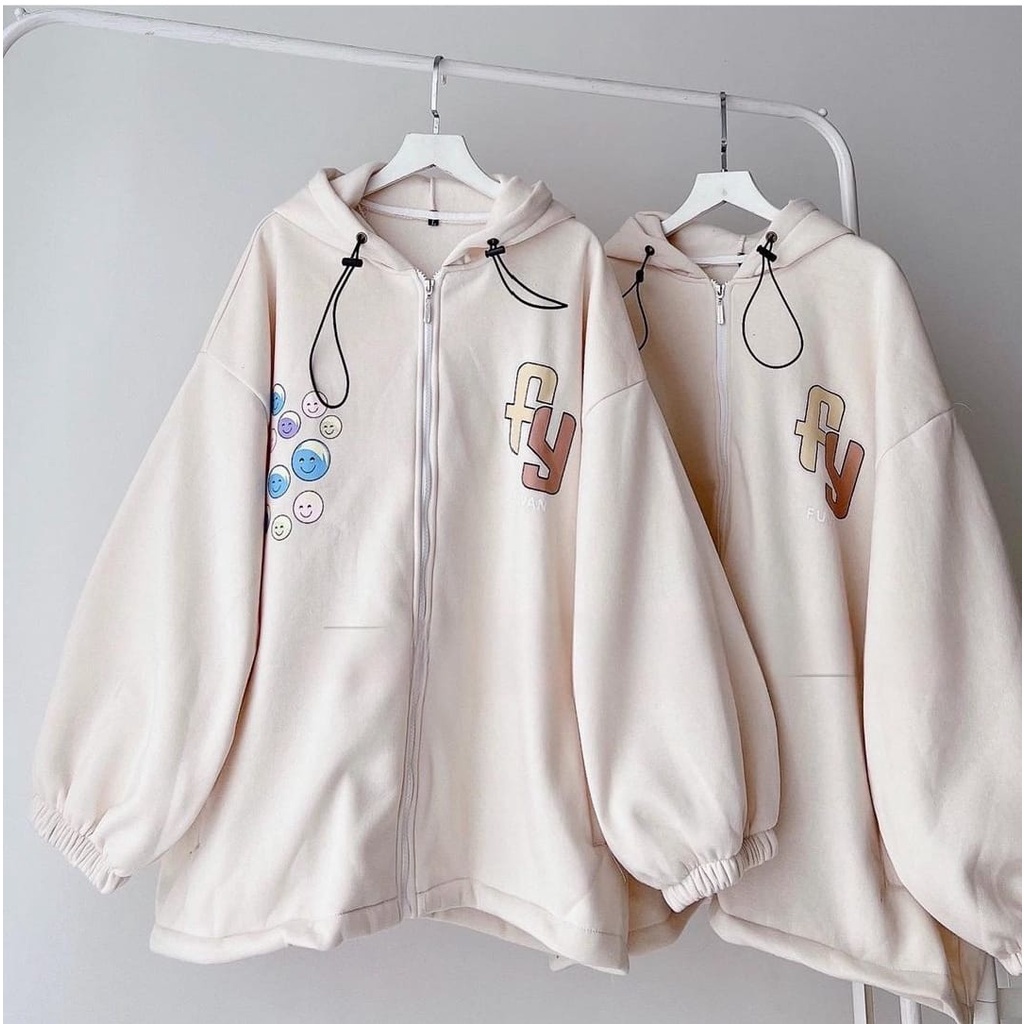 Jacket Hoodie Zipper Little Bubble - Atasan Wanita dan Pria Terbaru - Bahan Fleece - Allsize