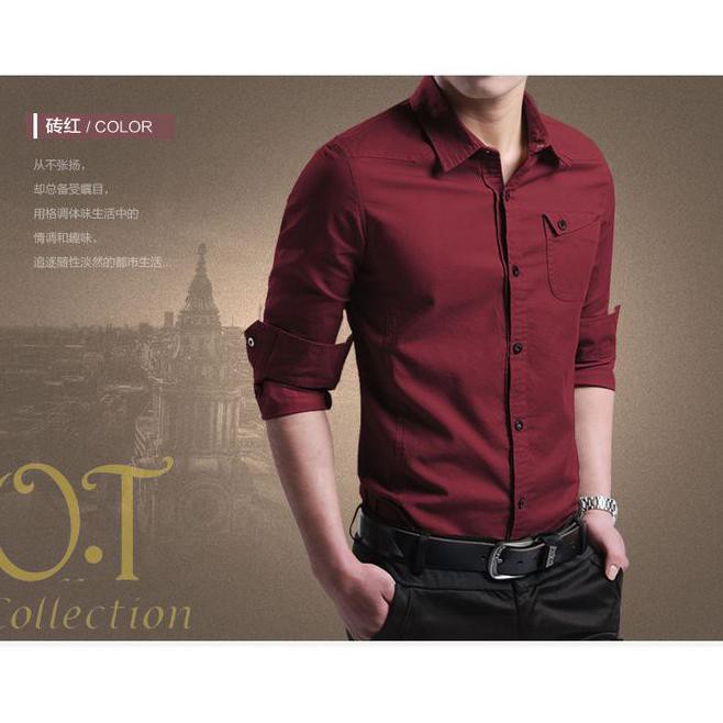 s01h miller maroon ot pakaian pria kemeja slim fit warna maroon - maroon, xs i8m5