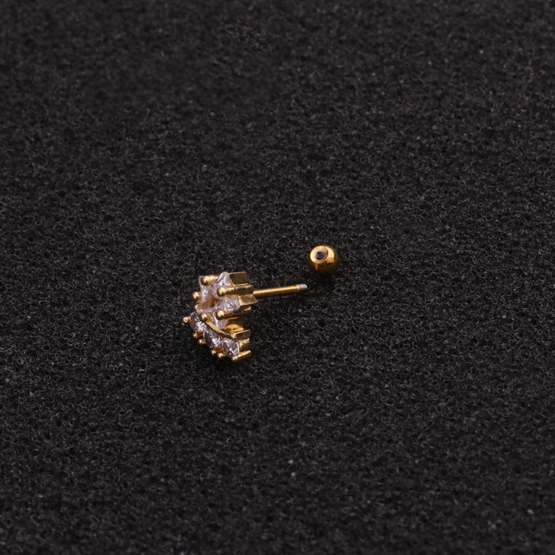 1pc Anting Bentuk Bintang Miniatur Bahan Logam Gaya Korea Untuk Wanita