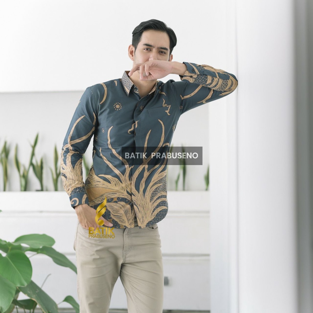 SAMUDRA BIRU  Batik Pria Prabuseno Lengan Panjang Slimfit Original Solo Full Furing Erro Modern Prem