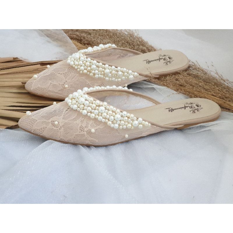 sepatu kathy cream sepatu flat wanita cantik 1cm